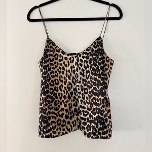 GANNI leopard print silk camisole top size EU38 S M